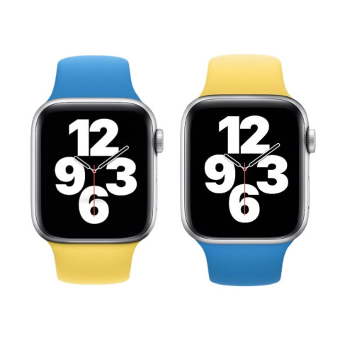 Патриотический ремешок для Apple watch 42/44/45mm Sport Band S/M Canary yellow / Surf blue Патриотический ремешок для Apple watch 42/44/45mm Sport Band S/M Canary yellow / Surf blue